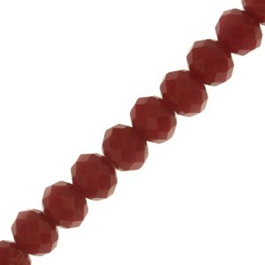 Opaque faceted glass rondelle bead 6mm x 5mm - Cherry red - Qty: 98 pcs. - GB2392