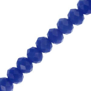 Opaque faceted glass rondelle bead 6mm x 5mm - Electric blue - Qty: 90 pcs. - GB2384