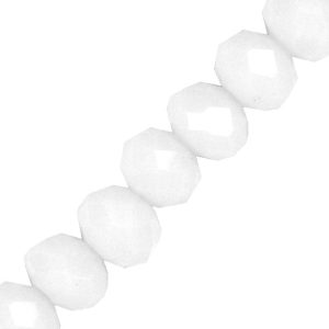 Opaque faceted glass rondelle bead 8mm x 6mm - Milky white  - Qty: 70 pcs. - GB2395