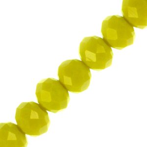 Opaque faceted glass rondelle bead 8mm x 6mm - Bright yellow - Qty: 70 pcs. - GB2402