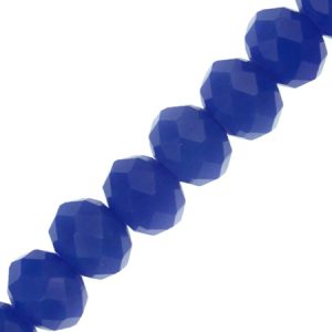 Opaque faceted glass rondelle bead 8mm x 6mm - Electric blue - Qty: 70 pcs. - GB2396
