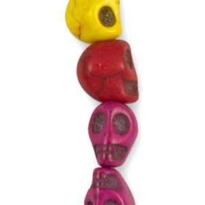 Assorted coloured stone skull beads 8mm x 10mm x 8mm - Qty: 40 pcs. - GE0981