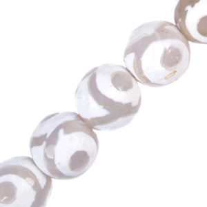 Lime fired chalcedony ball bead 10mm - White - Qty: 38 pcs. - GE1116