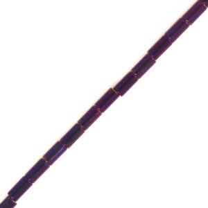 Metallic plated haematite tube bead - Violet - Qty: 100 pcs. - HT0075