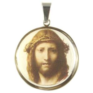 Round Jesus pendant  - Qty: 1 pce. - FI7623
