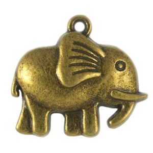 Metal elephant pendant - Qty: 10 pcs. - LF2053