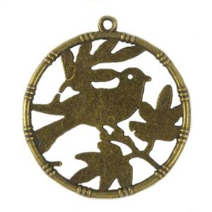 Metal bird pendant - Qty: 12 pcs. - LF2059