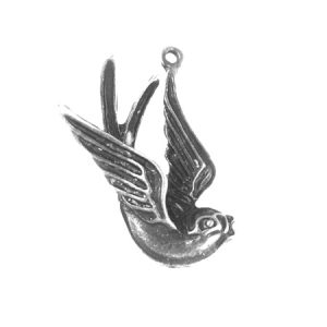 Metal swallow pendant 30mm x 30mm - Qty: 8 pcs. - LF0982