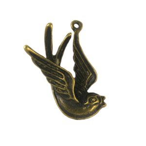 Metal swallow pendant 30mm x 30mm - Qty: 8 pcs. - LF0983