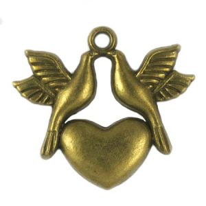 Metal love bird pendant - Qty: 7 pcs. - LF2032