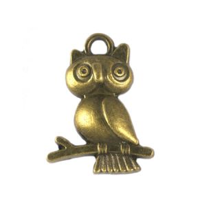 Metal owl charm - Qty: 18 pcs. - LF2036