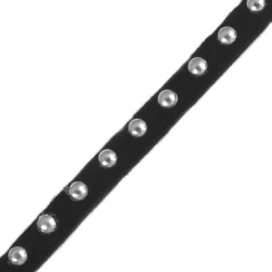 Flat suedette cord with metal studs - Qty: 10m - ST1386