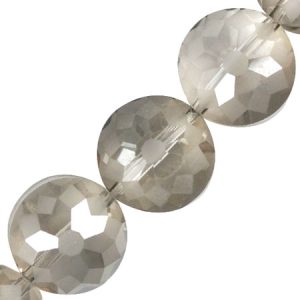 Fire polished semi frosted faceted round glass bead - Smoky AB - Qty: 26 pcs. - GB2662