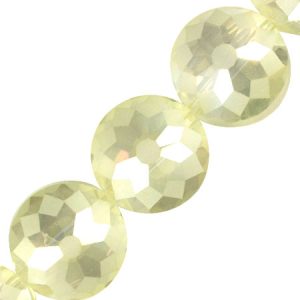 Fire polished semi frosted faceted round glass bead - Yellow AB - Qty: 26 pcs. - GB2663