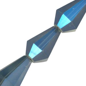 Fire polished semi frosted faceted glass bead - Blue AB - Qty: 23 pcs. - GB2656
