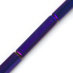 Rectangular plated glass bead  -Purple- Qty: 19 pcs. - GB2608