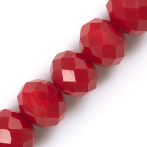 Faceted glass rondelle bead 10mm x 8mm  -Red- Qty: 40 pcs. - GB2631