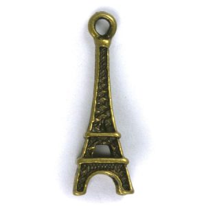 Metal Eiffel Tower pendant 8mm x 25mm x 8mm - Qty: 11 pcs. - LF2045