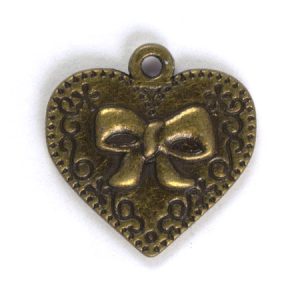 Metal heart & bow charm - Qty: 18 pcs. - LF2111