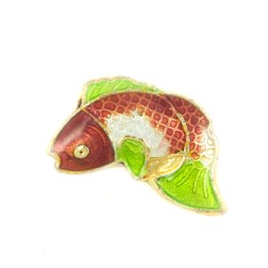 Cloisonné fish bead -Copper Green- Qty: 1 pce.  - CL1200