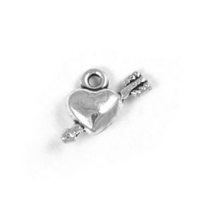 Metal heart and arrow charm - Qty: 30 pcs. - LF2182