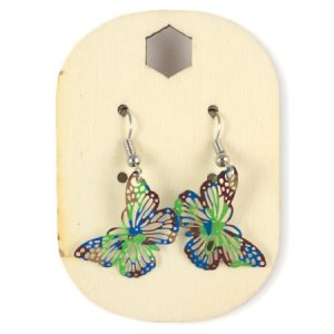 Laser-cut butterfly earrings -Green, Blue, Brown- JE0002