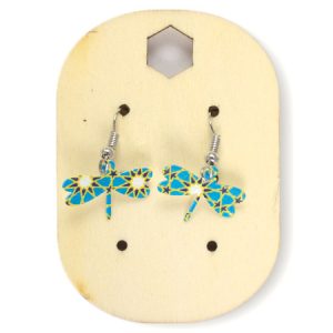 Laser-cut dragonfly earrings -Blue, Yellow, Silver- JE0007