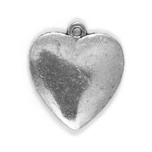 Metal heart charm 19mm x 20mm x 2mm - Qty: 17 pcs. - LF2041