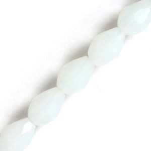 Faceted glass drop bead - White - Qty: 40 pcs. - GB2560