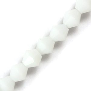 Faceted glass bicone bead - White - Qty: 49 pcs. - GB2564