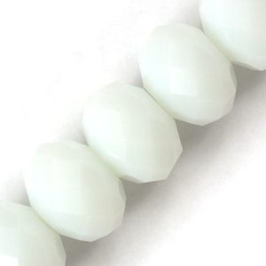 Faceted glass rondelle bead 12mm x 9mm x 12mm - White - Qty: 35 pcs. - GB2567