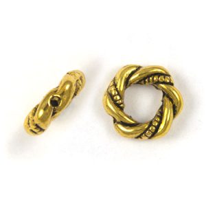 Twisted ring Bali bead - Qty: 35 pcs. - LF2547