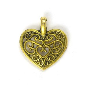 Filigree heart charm - Qty: 20 pcs. - LF2145