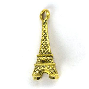 Metal Eiffel Tower pendant 9mm x 22mm x 9mm - Qty: 22 pcs. - LF2155
