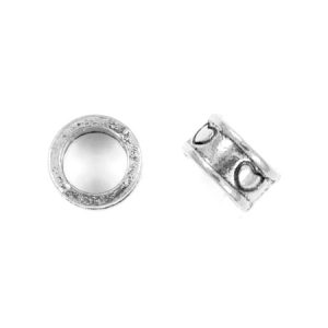 Large-hole metal heart tube bead - Qty: 30 pcs. - LF2640