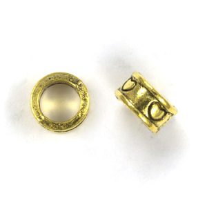 Large-hole metal heart tube bead - Qty: 30 pcs. - LF2641