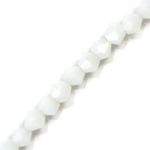 Faceted glass bicone bead - White - Qty: 116 pcs. - GB2562