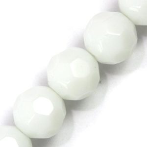 Faceted glass ball bead grade B 10mm - White - Qty: 32 pcs. - GB2752