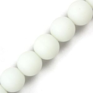 Frosted glass ball bead 8mm - White - Qty: 42 pcs. - GB2576