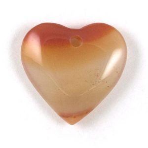Agate heart pendant 20mm x 20mm x 5mm - White & orange - GE1714