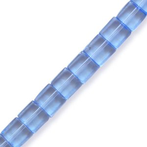 Flat square glass bead 6mm - Sky blue - Qty: 60 pcs. - GB0529