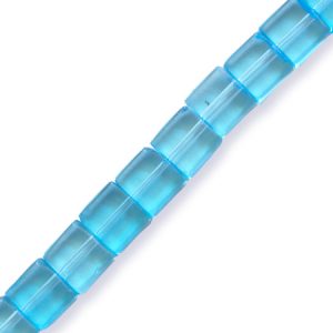 Flat square glass bead 6mm - Light blue - Qty: 60 pcs. - GB0530