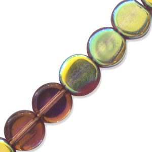 Fire polished flat round glass bead 9mm  -Mauve- Qty: 37 pcs. - GB0637