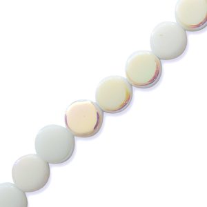 Fire polished flat round glass bead 6mm  -White- Qty: 60 pcs. - GB0644