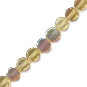 Fire polished flat round glass bead 6mm -yellow- Qty: 60 pcs. - GB0643