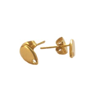 Tear drop stud earring with butterfly backs 304 stainless steel gold plated - Qty: 1 pair - FI8067