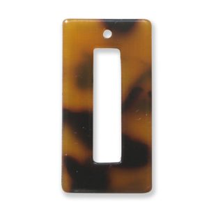 Resin tortoise shell imitation rectangle earring charm or pendant - Qty: 2 pcs. - RE0030