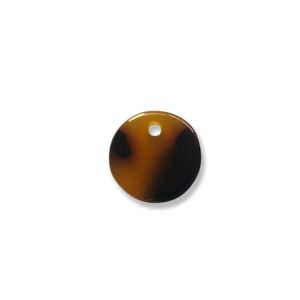 Resin tortoise shell imitation round earring charm or pendant - Qty: 2 pcs. - RE0020