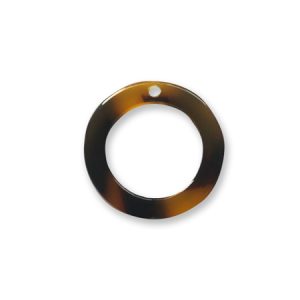 Resin tortoise shell imitation circle earring charm or pendant - Qty: 2 pcs. - RE0021