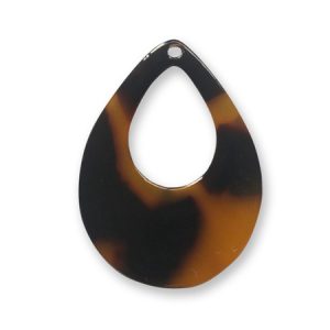 Resin tortoise shell imitation drop earring charm or pendant - Qty: 2 pcs. - RE0023
